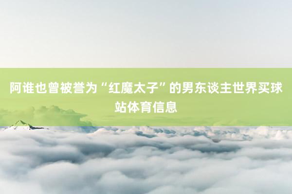 阿谁也曾被誉为“红魔太子”的男东谈主世界买球站体育信息