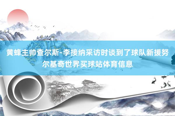 黄蜂主帅查尔斯-李接纳采访时谈到了球队新援努尔基奇世界买球站体育信息