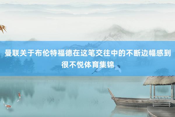 曼联关于布伦特福德在这笔交往中的不断边幅感到很不悦体育集锦